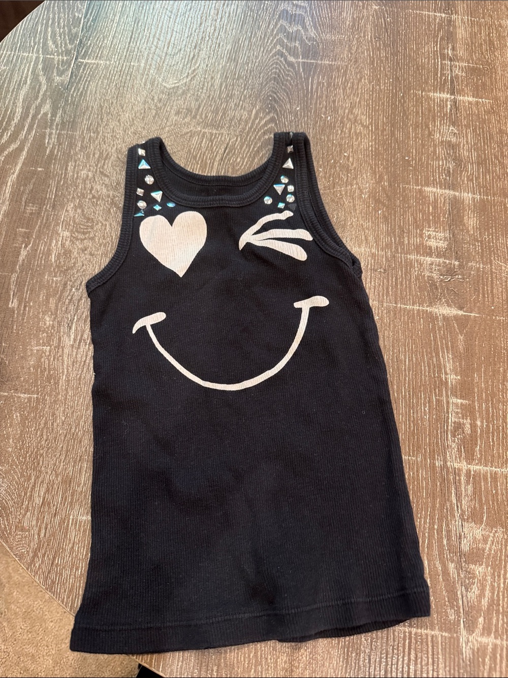 Girls Black Smile Graphic Tank Top